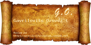 Gavrilovits Ozsvát névjegykártya